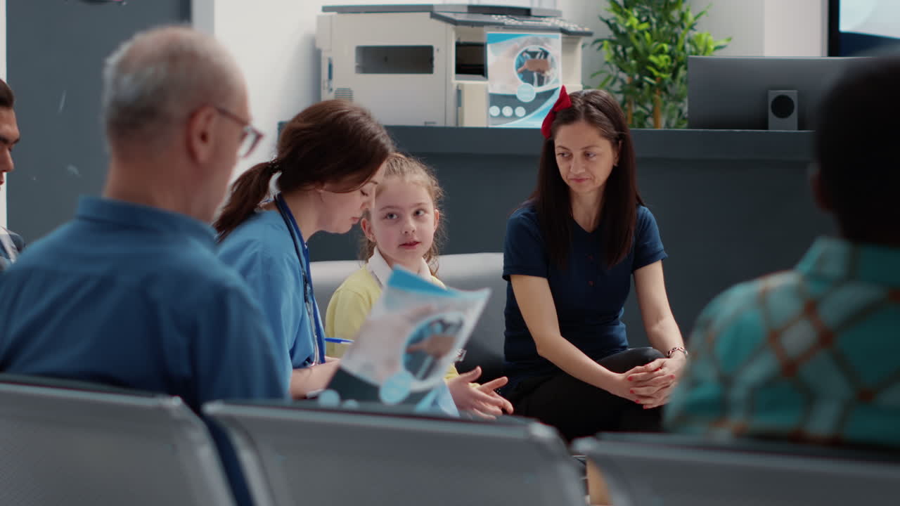 Waiting Room with People in a Clinic Lobby