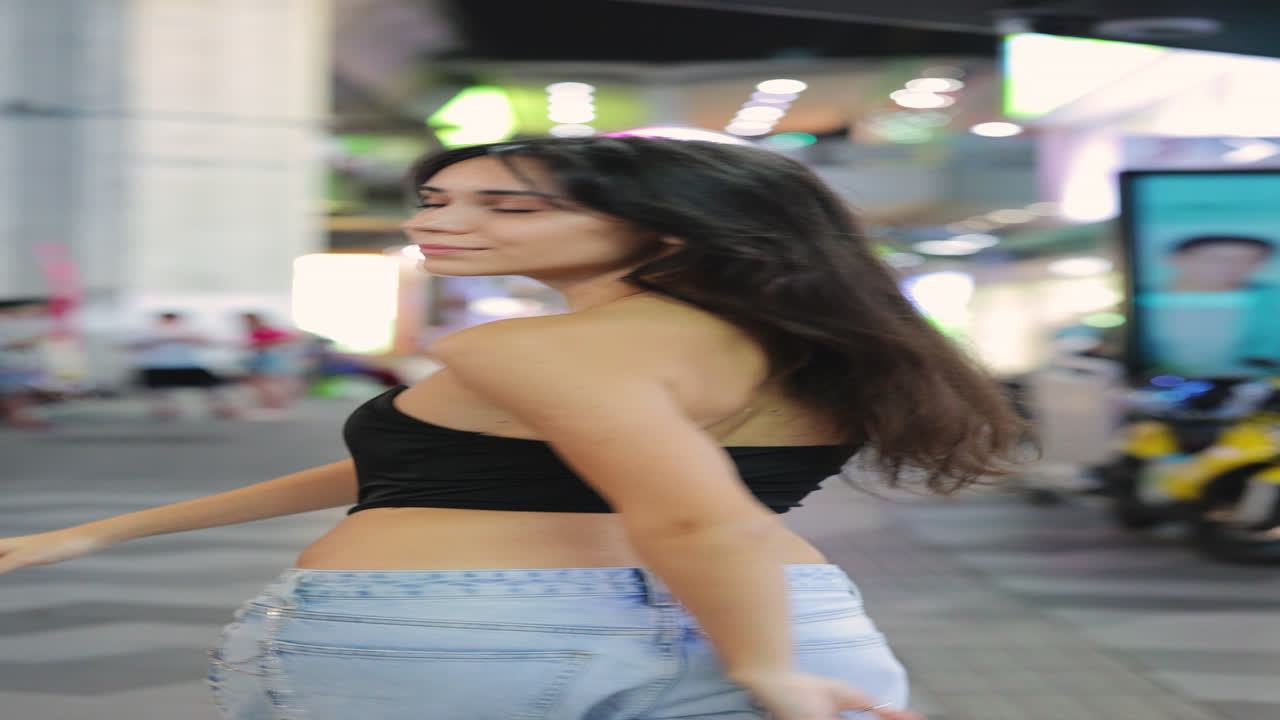 A young woman in street style fashion