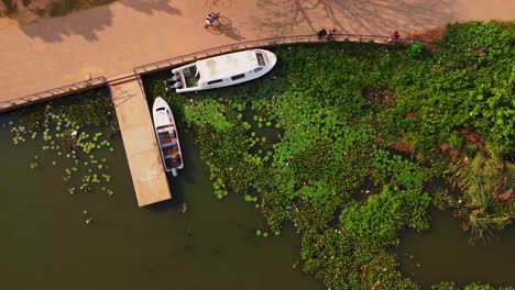 beautiful jib up of two docked boats in jabi lake in abuja, nigeria