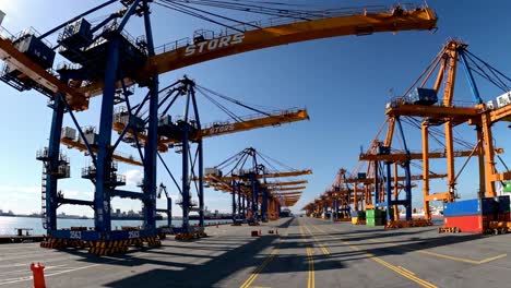 container terminal with cranes