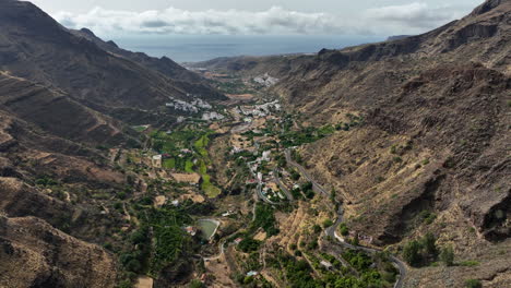 agaete in panoramic view: mountains and valley in aerial images