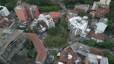 Aerial-View-Flying-Over-El-Penon-Park-at-Sunset