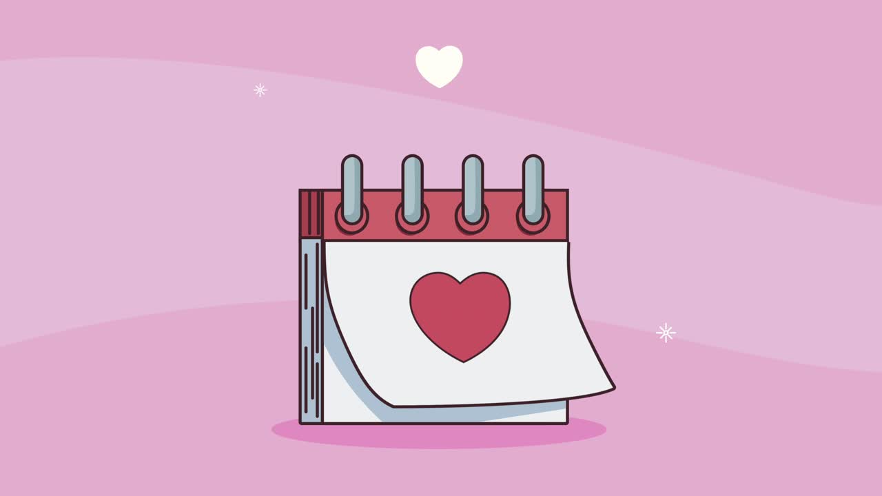 el corazón en la animación del calendario