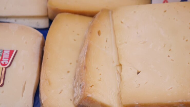 Close up of a block of cheese
