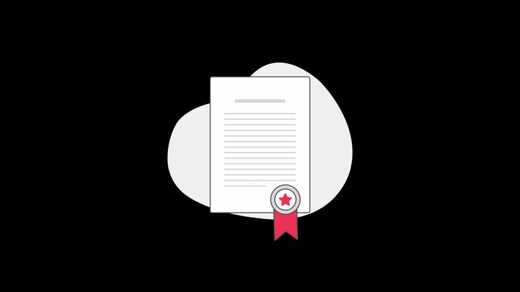 Documento animato con sigillo rosso e nastro a stella