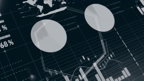 animation of hexagons over infographic interface against black background