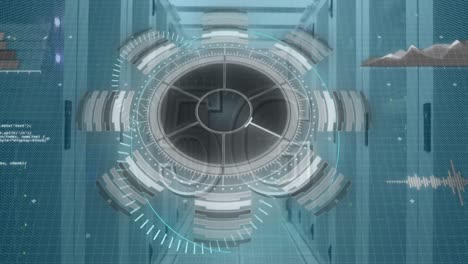 animación del procesamiento de datos en la sala de servidores