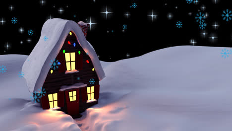 Animation-Von-Fallendem-Schnee-In-Einer-Winterlandschaft-Mit-Haus