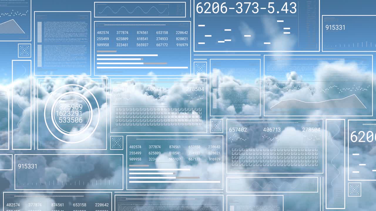 Animation af databehandling over skyer
