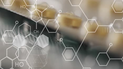 animation of chemical structures over pills