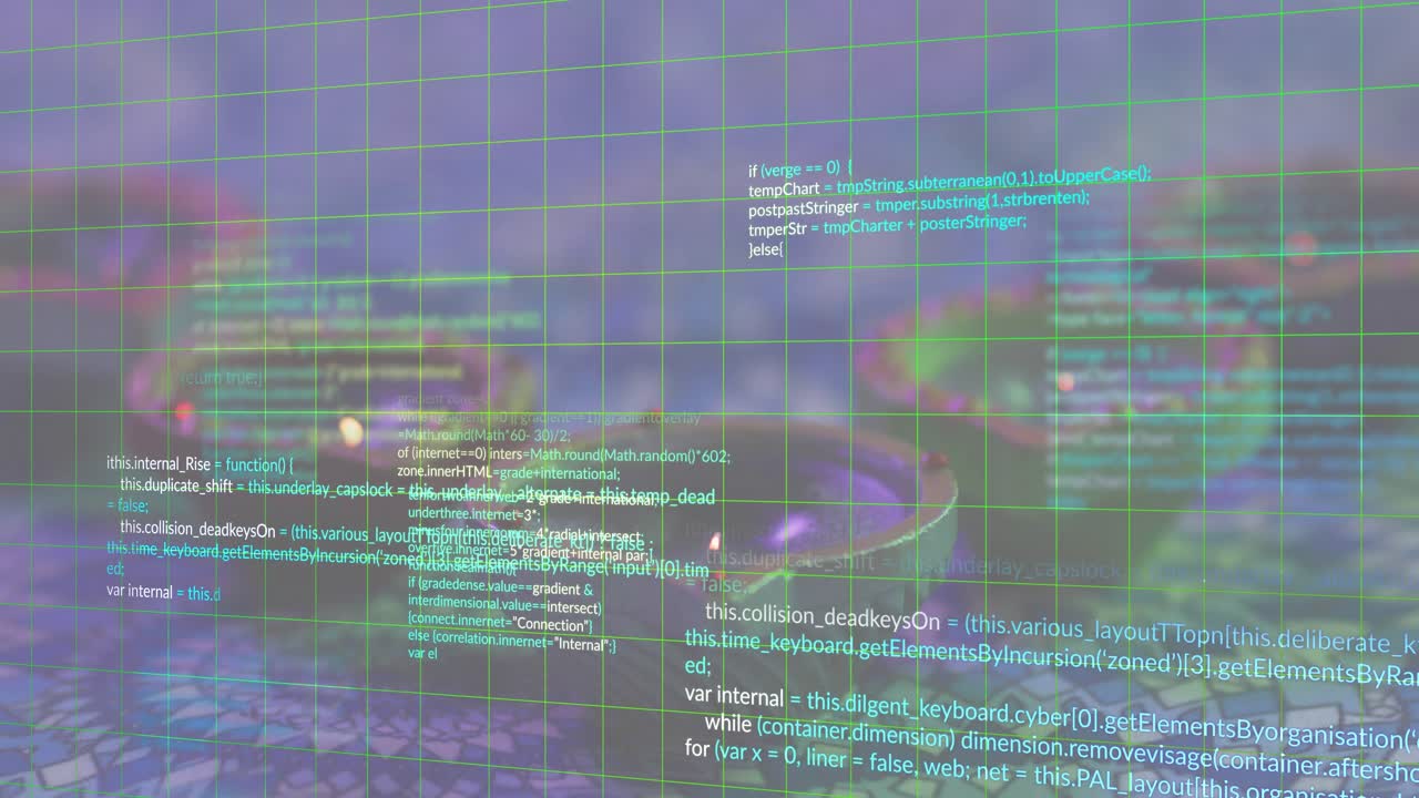 On start clay lamp remaining, code text fading and scrolling to symbolize tradition meeting digital