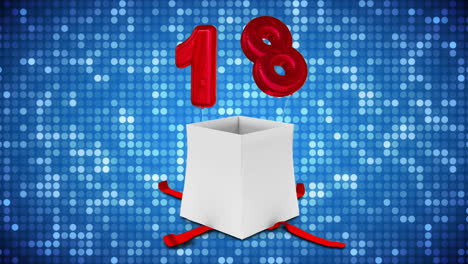 caja de regalos con el número dieciocho