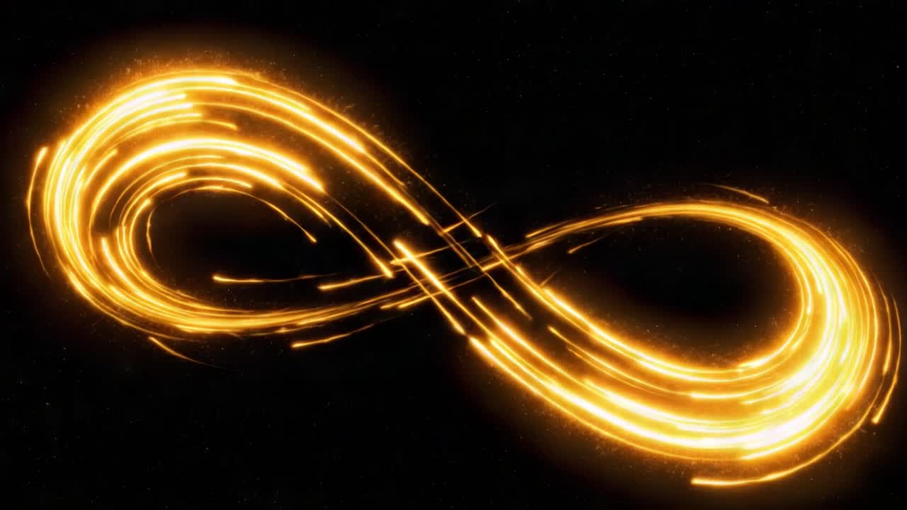 A Captivating Display of Endless Energy Conveys the Infinite Flow of Light with Dazzling Sparkles in an Enigmatic Dark Background, Symbolizing Eternal Motions and Connections