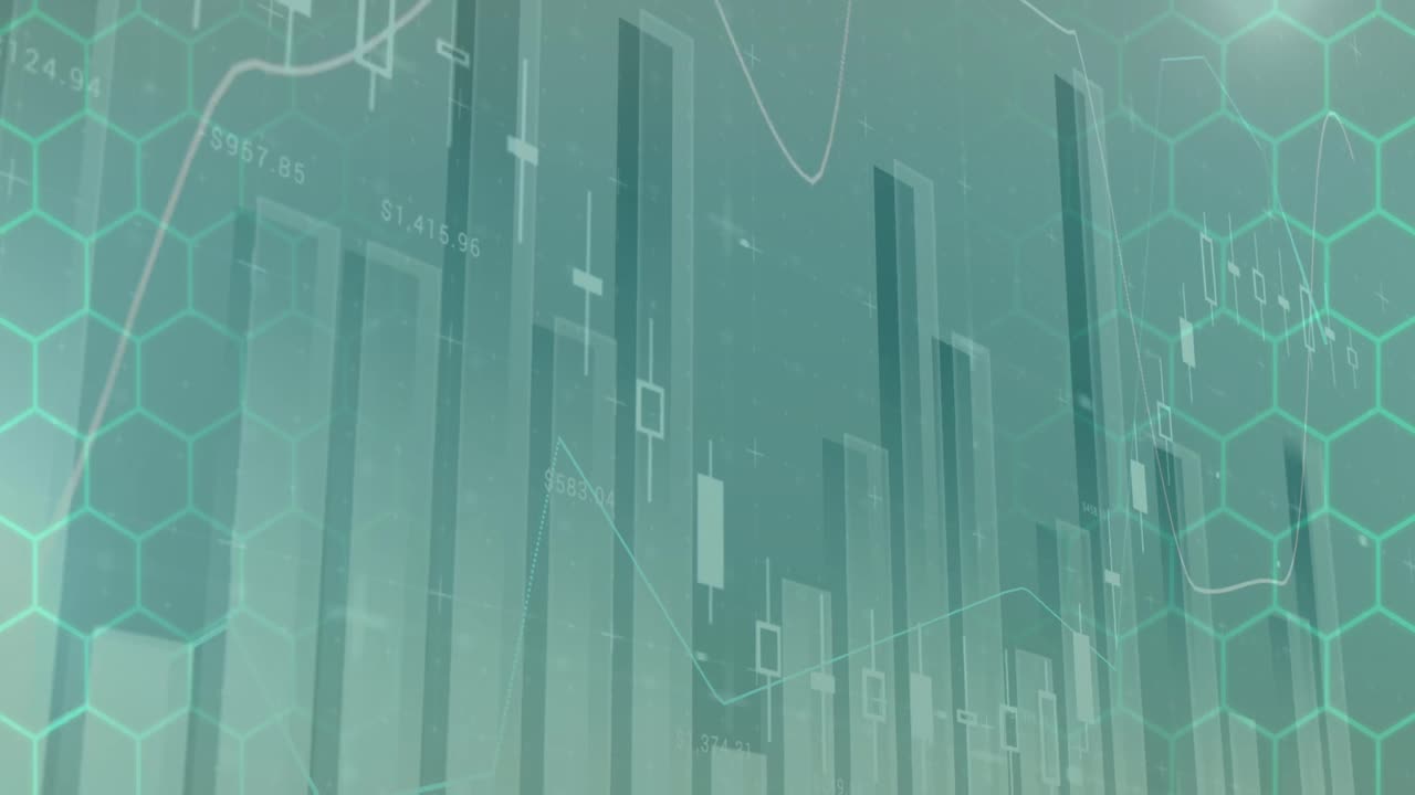 Animation of data processing over gray background