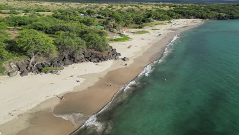 aerial view of exotic hapuna sandy beach state park in hawaii, circle pan