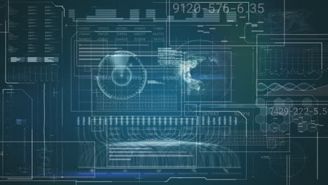 animation of data processing on blue background