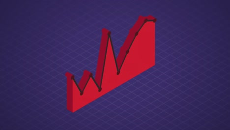 gráfico rojo sobre fondo de cuadrícula azul