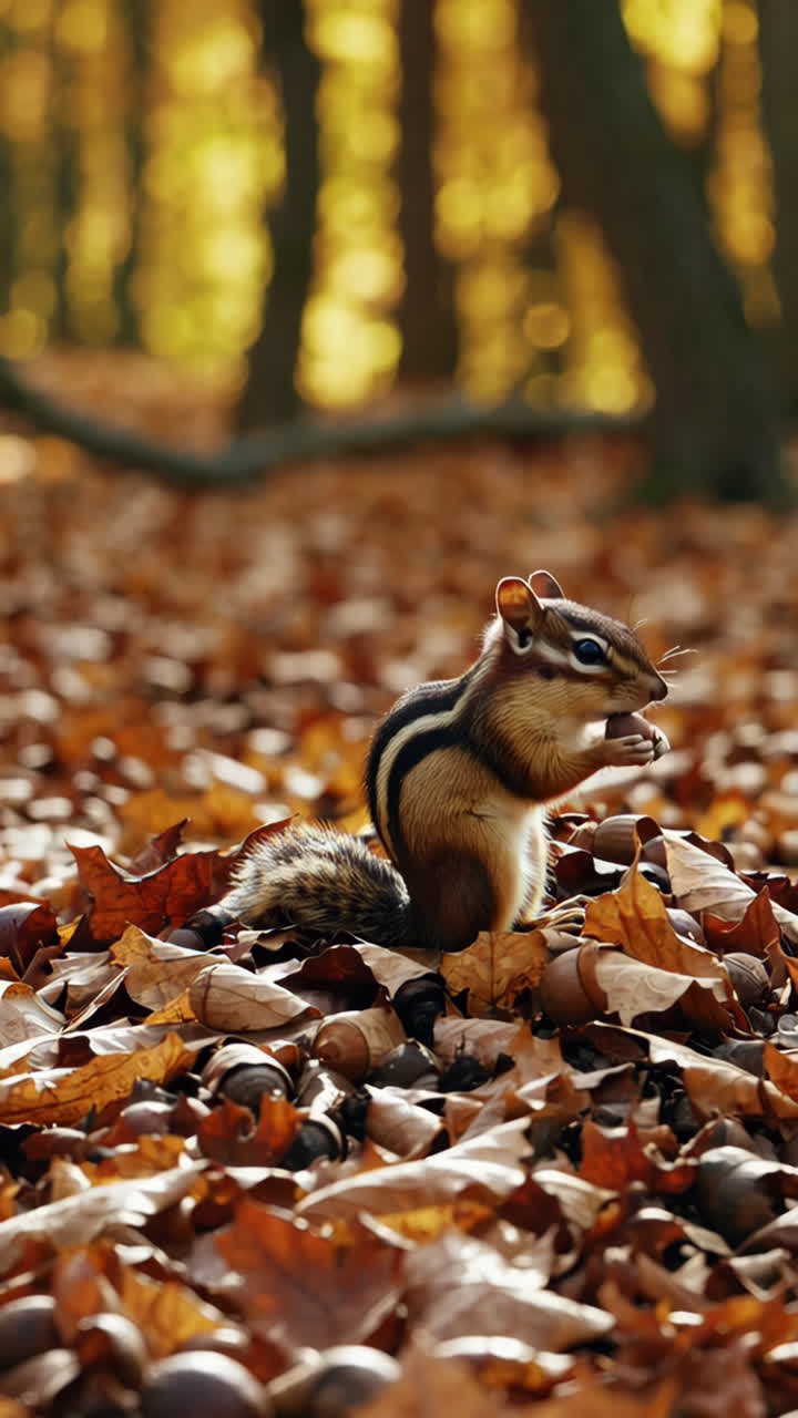 Scoiattolo striato nella foresta autunnale