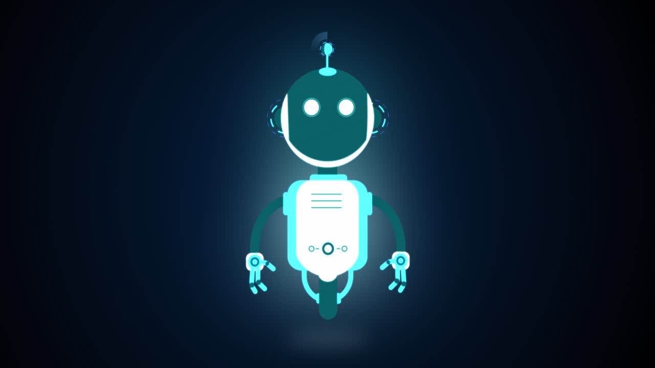 animación del icono del robot ai en fondo negro