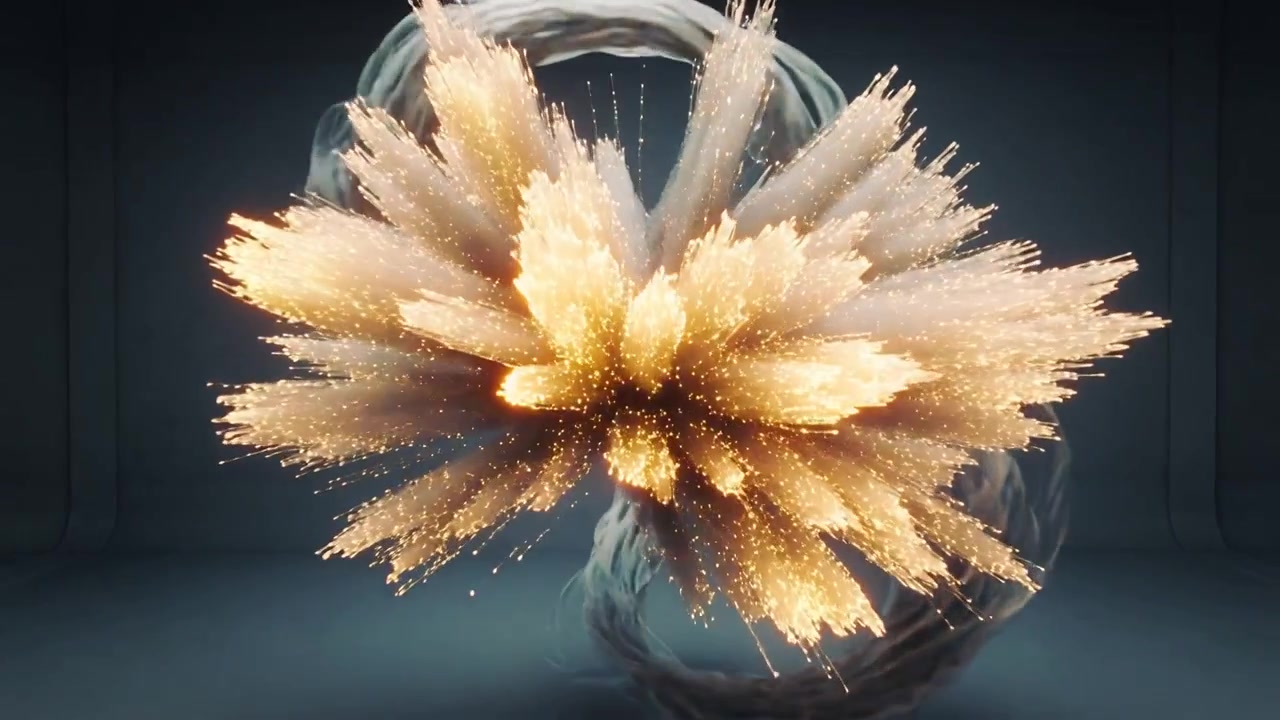 Particle and smoke effect rising from spark column in studio, forming torus and erupting for test