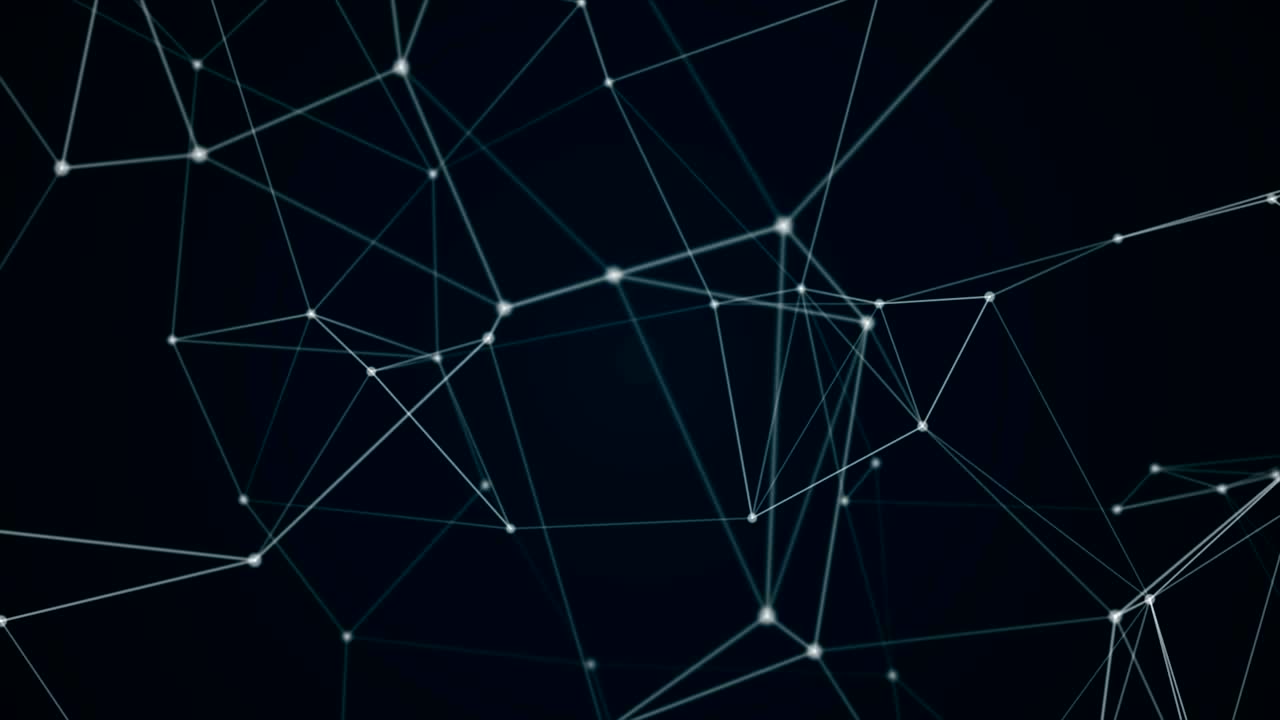 estrutura de molécula futurista abstrata movimento de loop sem costura gráfico cor branca fundo preto. conexão de rede de computador conceito de animação de tecnologia digital.