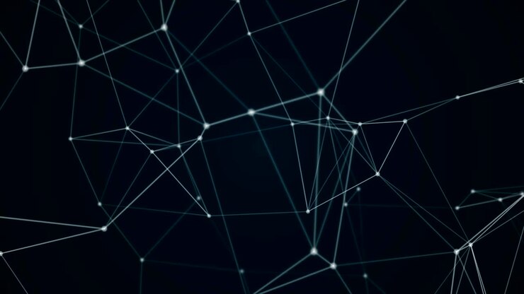 Struttura molecolare astratta futuristica, grafica in movimento in loop continuo, colore bianco su sfondo nero. Concetto di animazione di tecnologia digitale per la connessione di rete informatica