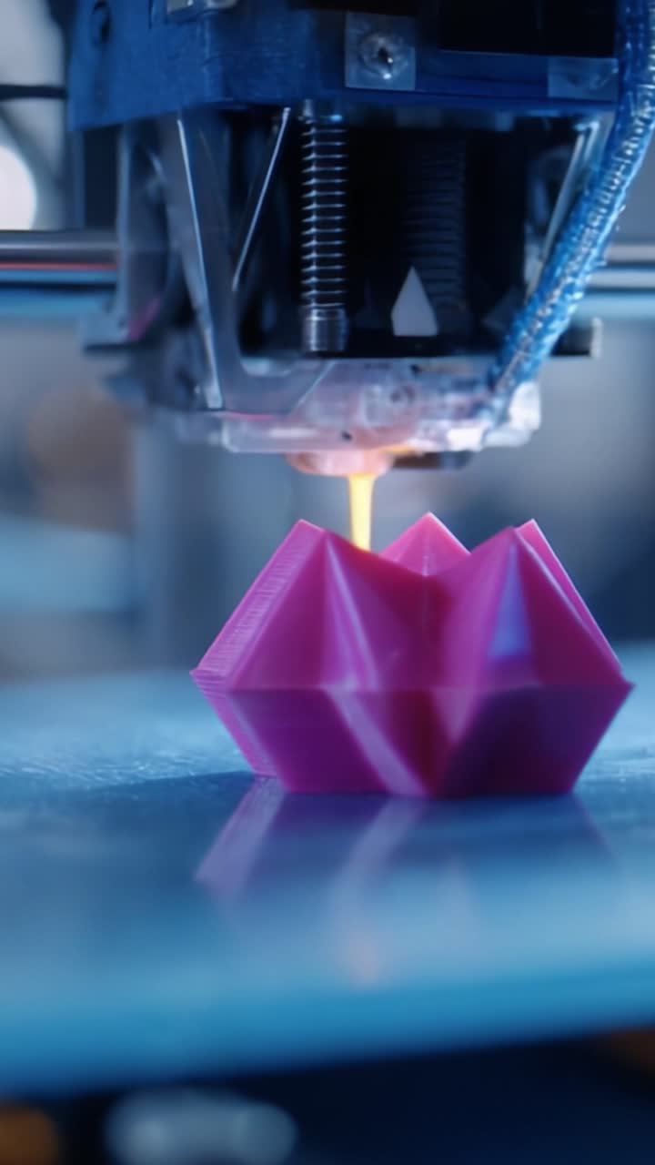 A Vibrant 3D Printer Creating an Intricate Pink Design: Capturing the Precision and Innovation of Modern Additive Manufacturing Technology
