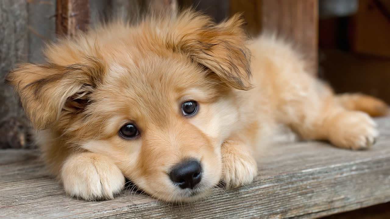 Una transizione commovente: un cucciolo giocoso abbraccia il suo ambiente accogliente con un fascino adorabile in due scatti distinti