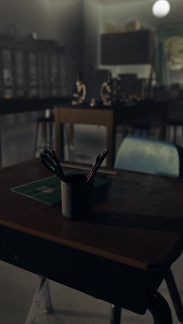 empty classroom desk