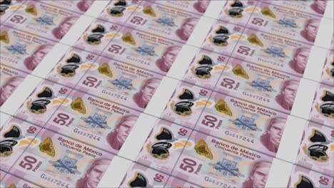 Impresión-De-Billetes-De-50-Pesos-Mexicanos-Mediante-Una-Prensa-De-Dinero