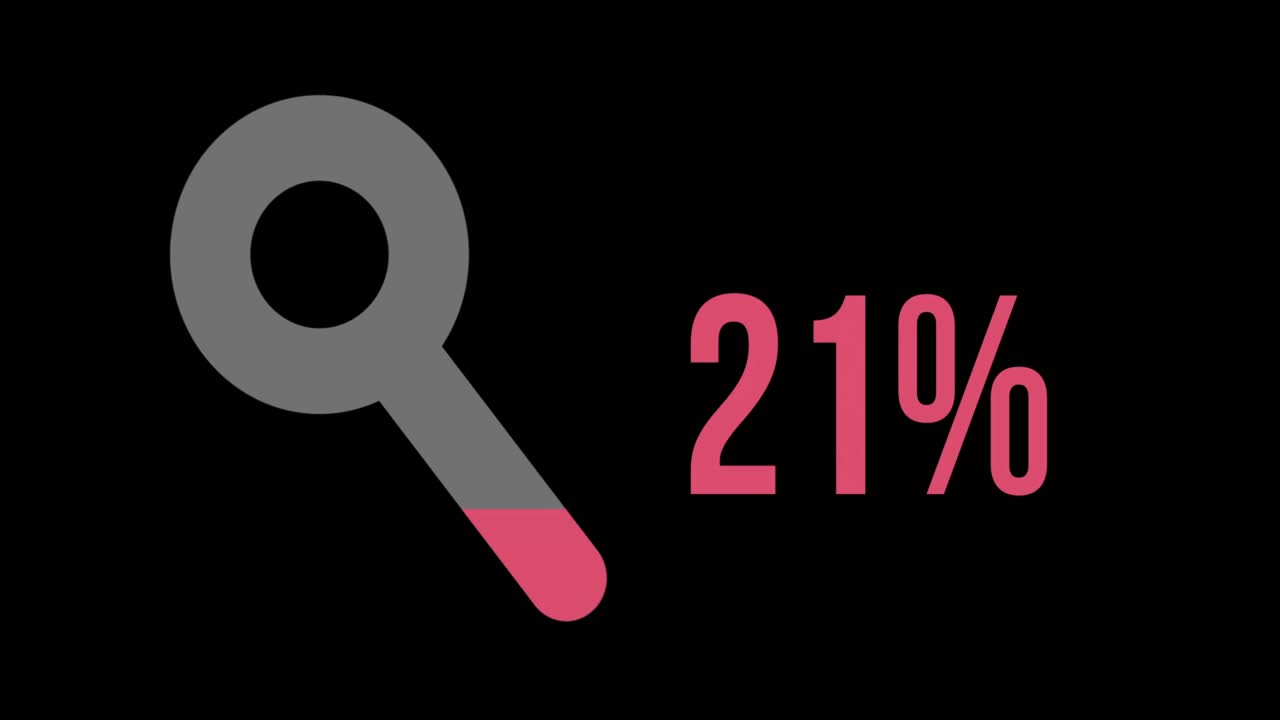 símbolo de búsqueda lleno de color rojo de 0 a 100 %