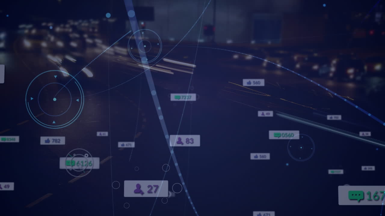 도로 위의 미디어 아이콘의 애니메이션