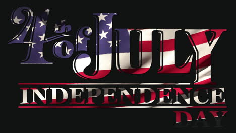 4th of july, independence day text in banner and flag