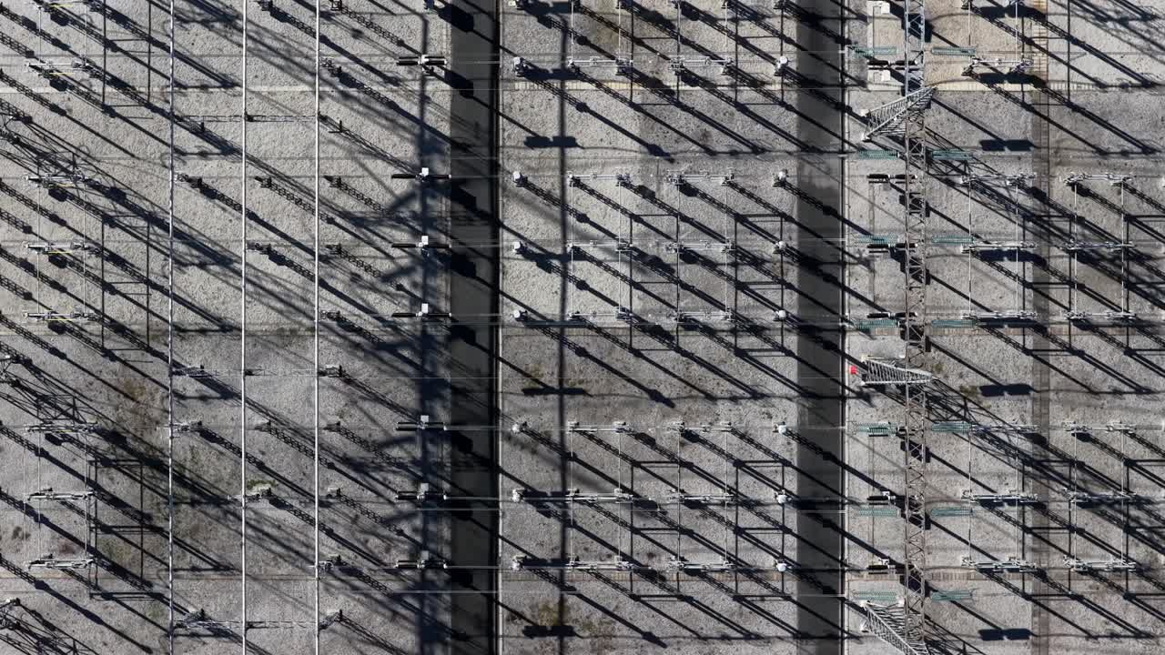 Energy substation aerial topdown view