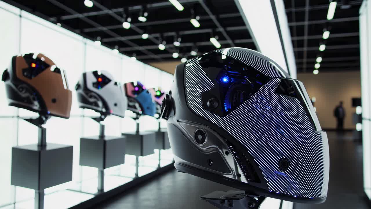 기술 전시회 에서 전시 된 미래적 인 헬