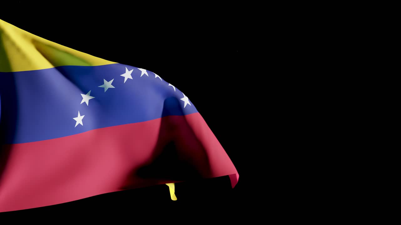 Bandeira da Venezuela tremulando na América do Sul contra um fundo preto