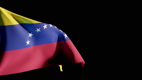ondeando la bandera de venezuela en américa del sur contra el fondo negro