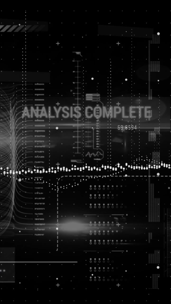 Animación del procesamiento de datos sobre fondo negro