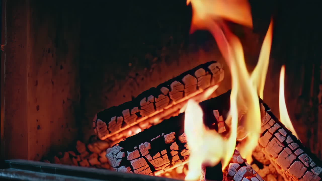 Friends Relaxing in a Cozy Log Cabin by the Fireplace