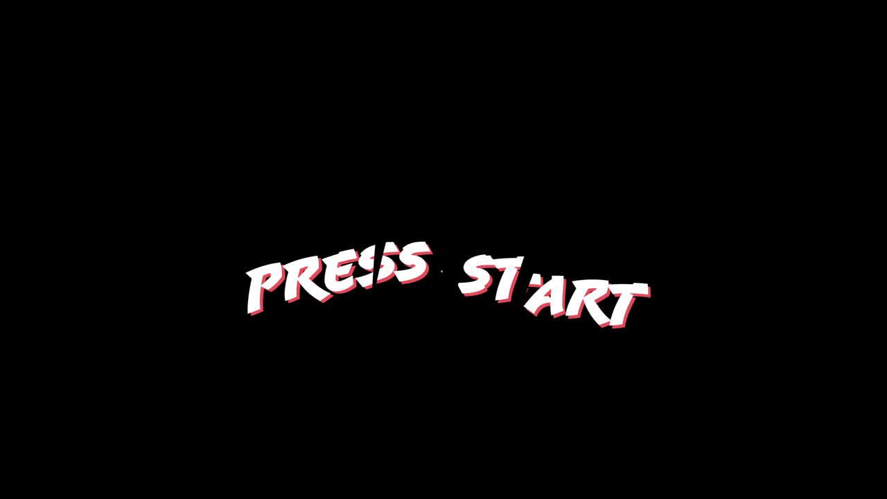Parole 'Press Start' scritte e tre fulmini rossi che le attraversano