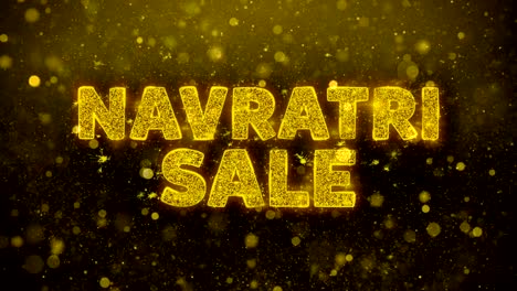 navratri texto de venta en el brillo dorado brillan partículas de animación.