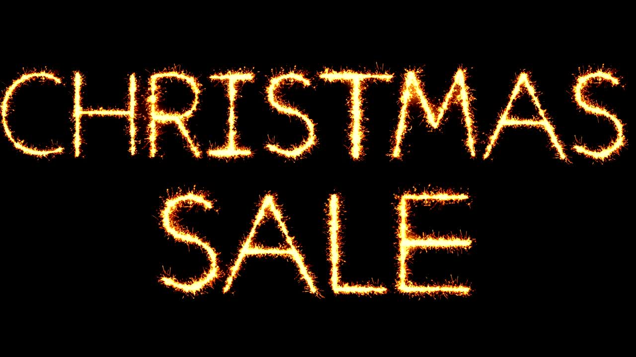 크리스마스 판매 텍스트 스파클러 글리터 스파크 불꽃놀이 루프 애니메이션