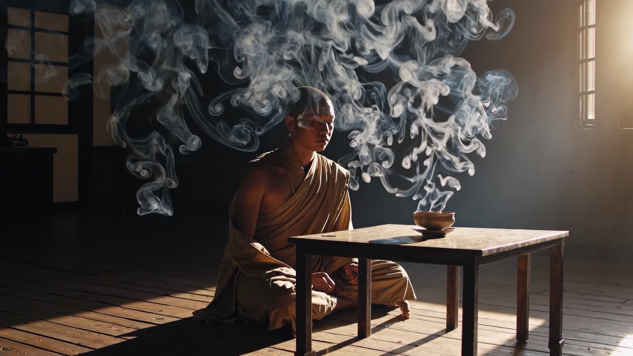 Biksu Buddha dalam Meditasi