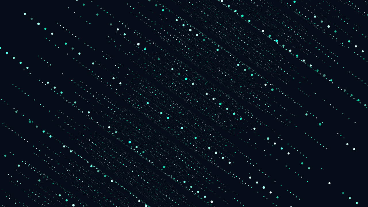 puntos de neón aleatorios en filas en el espacio oscuro