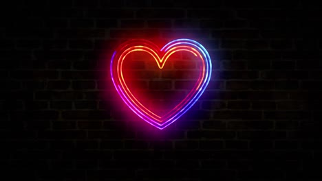 heart and love symbol neon on brick wall