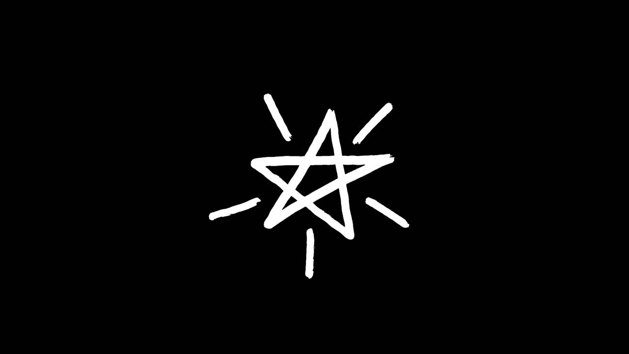 Pentagramma bianco disegnato a mano su sfondo nero