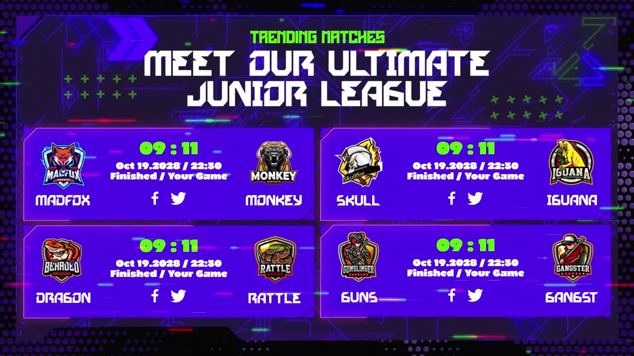 Apresentação em Vídeo Dinâmica e 'Glitchy' de Jogos e eSports