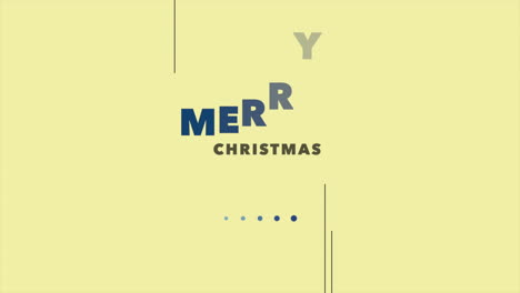 merry christmas text with lines and dots on yellow gradient