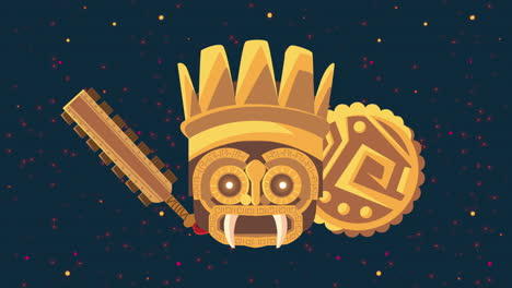 culture aztec golden idol head animation