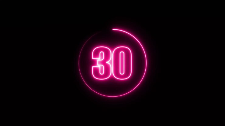 Neon Pink Countdown Timer on Black Background